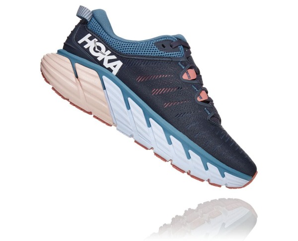 Hoka One One Gaviota 3 Womens UK - Blue / Rose Road Running Shoes - FNOLG9187